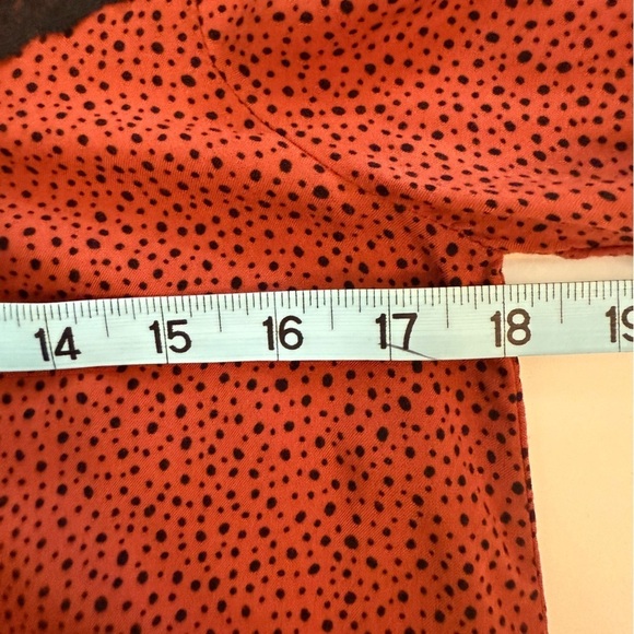 Abound Rust Red Black Micro Polka Dot Lace Trim Long Sleeve Blouse Top Sze Small - Picture 9 of 9
